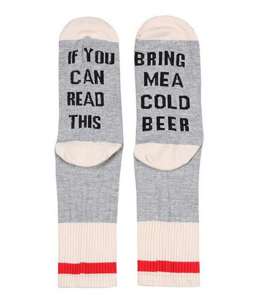 IF You Can Read This Bring Me A Cold Beer Wish Leisure English Words Embroidered Cotton Socks
